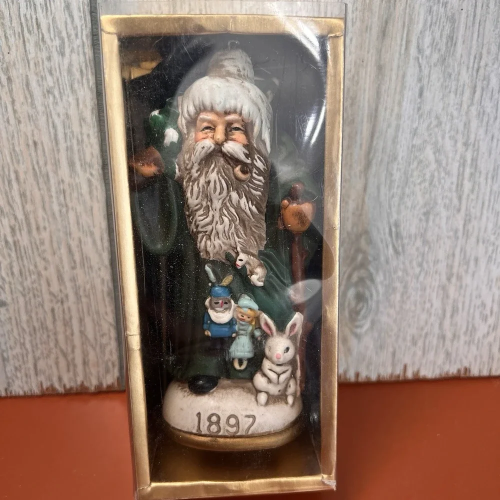 Vtg Memories of Santa Christmas Ornaments‎ In Box Hand Painted #8446